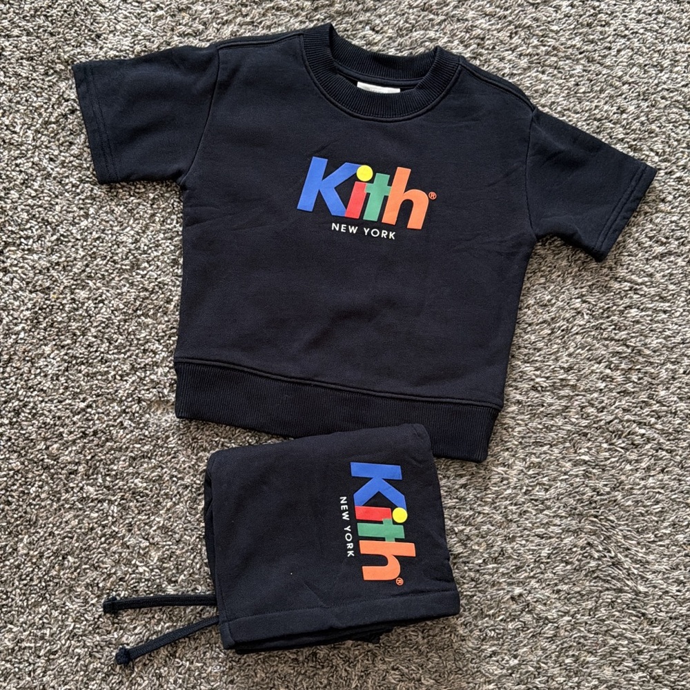 Kith Black Kids Set with Multicolor Logo